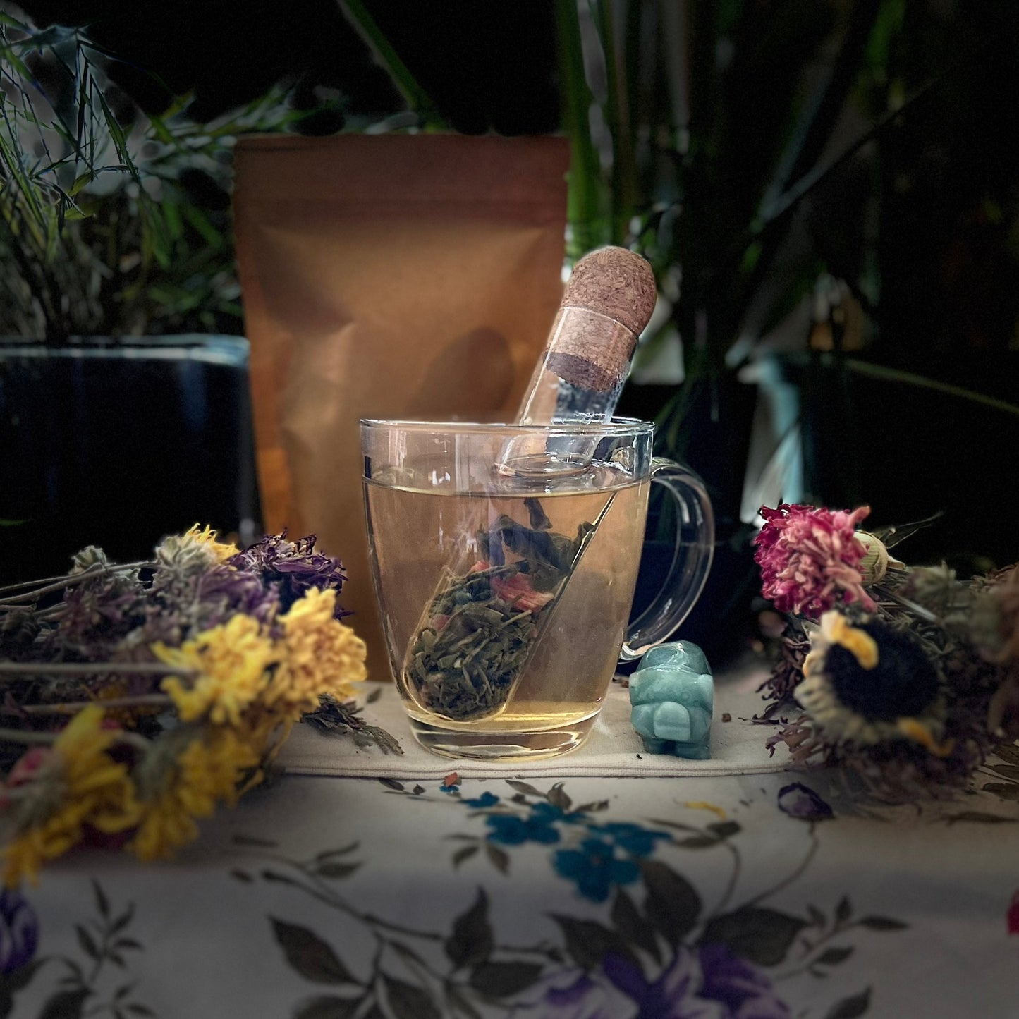 Glass Corked Tea Strainer